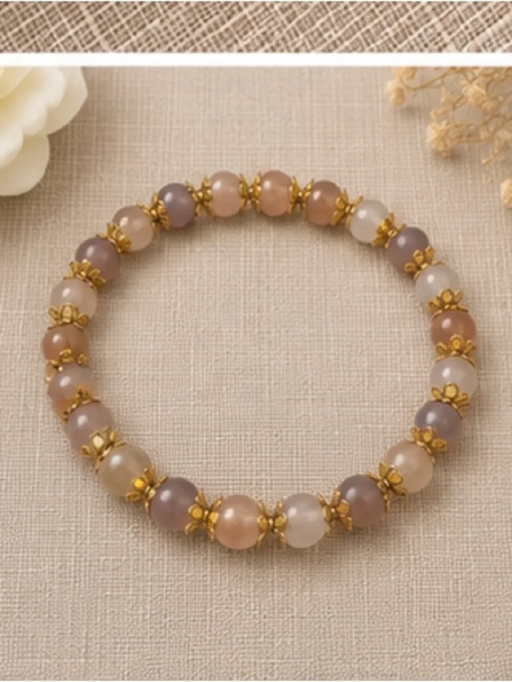 Gold Accent Multicolor Beaded Stretch Bracelet - Women Jewelry